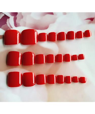 RODAKY Glossy Red Press On Toe Nails - 24PCS False Toe Nail Set for Women - Buy Online on GoSupps.com