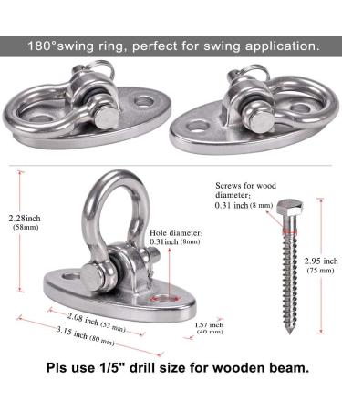 BeneLabel 2000 LB Capacity Permanent Antirust Stainless Steel Swing Hangers - Set of 2 | Heavy Duty Hardware for Yoga Hammocks, Sandbags, and Swing Sets - Buy Online on GoSupps.com