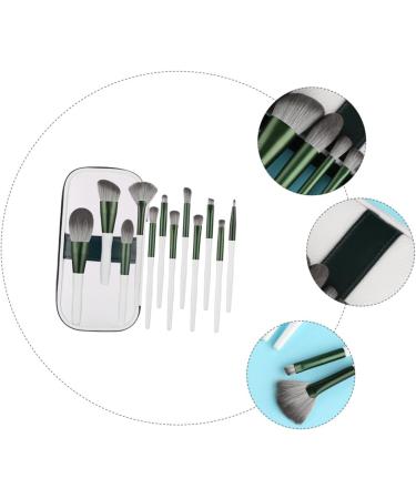 Set of 12 Green Glass Make-Up Eyeshadow Mixing Makeup Black Costume Blush Brush Concealer Brush Eyebrow Brush Eye Brush with Wooden Handle - Buy Online on GoSupps.com