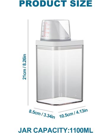 1100 ml Airtight Detergent Dispenser with Measuring Cup Multi-Purpose Washing Powder Dispenser Washing Powder Container Storage Bucket Laundry Detergent Box for Soft Washer (1100 ml) - Buy Online on GoSupps.com