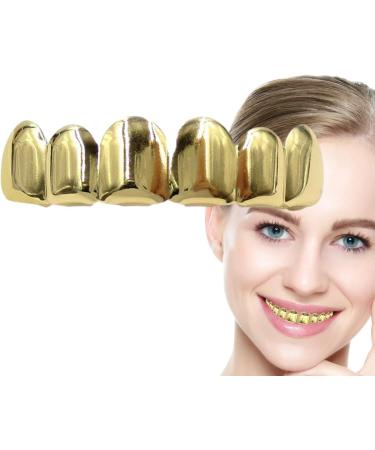 Gold Plated Hiphop Tooth - Shining Grillz Teeth Caps Long Lasting Gold Tooth Cap | Copper Plated Gold Tooth Caps Gold Tooth Grillz Portable Mouth Grillz for Cosplay Costumes upper fang - Buy Online on GoSupps.com