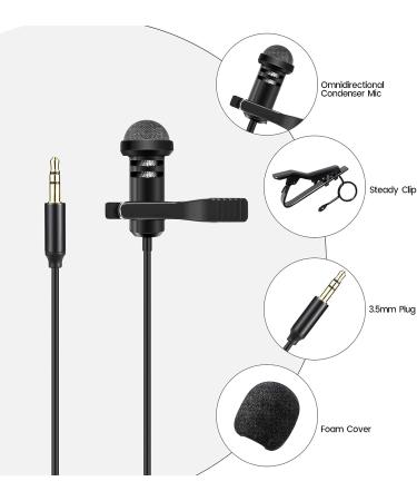 Weishan Media Mod Mic for GoPro HERO11-9 Black Action Camera | Lavalier Lapel Microphone with Clip | Compatible with GoPro Pro 3.5mm Mic Adapter | 5ft Cable for Vlogging - Buy Online on GoSupps.com
