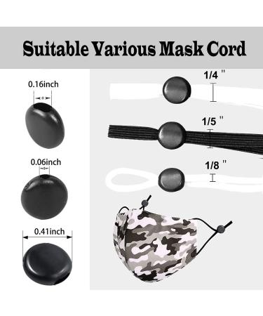 200PCS Elastic Cord Lock Switch for Draw Cord Mask Adjuster - Silicone Round Cord Stopper - Adjustable Buckle - Mask Supplier - White and Black - Buy Online on GoSupps.com