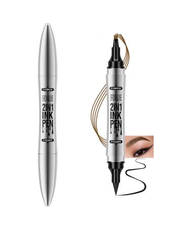 Eyebrow Pencils + Eyeliner 2-in-1 Dual-Ended(Dark Brown). This long-lasting waterproof anti-smudge 4-Fork-Tip product is designed to create natural eyebrow makeup.#2 dark brown#2