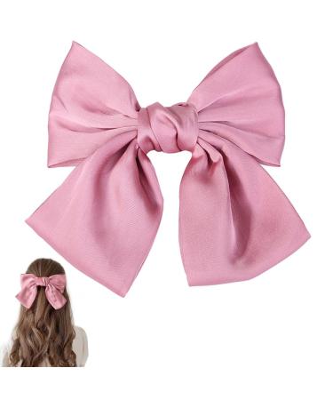 1 Psc Pink Bow Hair Clips Satin Vintage Solid Color Bowknot French Barrette Hair Bows for Girls for Hair Clip and Accessories for Women Girls Hair Barrettes Scrunchies Accessories