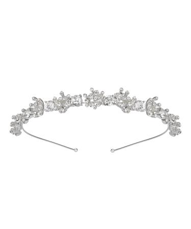 SWEETV Crystal Wedding Headband Silver Bridal Headpiece Jewelry Band Rhinestone Hairpiece Women Hair Accessories for Brides