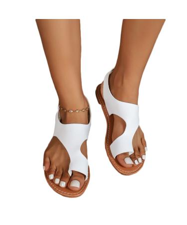 Bunion Corrector for Women Sandals Big Toe Bone Corrector Sandals Summer Beach Women's Sandals for Pain Relief Hallux Valgus Bunion Symptoms 5 White