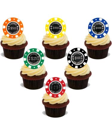 30x CASINO VEGAS POKER CHIPS Premium Edible Stand Up Rice Wafer Cake Toppers D3 - Buy Online on GoSupps.com