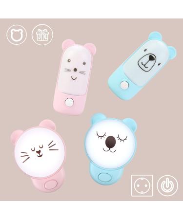 Night Light Baby Socket with Switch - 2 Piece Cat & Bear LED Wall Lamp for Kids - Sleep Aid & Bedroom Decor - Buy Online on GoSupps.com