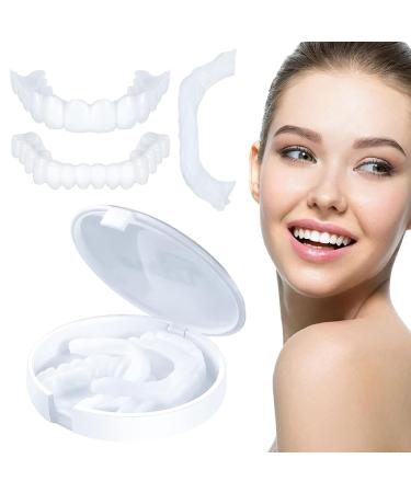 Dazzluxe temporary lightening of artificial teeth immediate veneers teeth cosmetic dentures top and lower artificial teeth veneers to cover missing teeth - 2 pairs