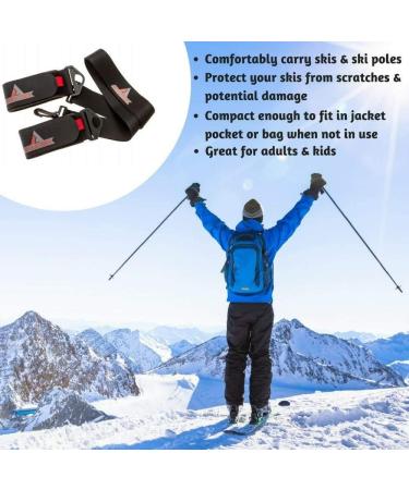 Athletrek Ski and Pole Carrier Strap 2 Pack - Protect Skis with Cushioned Hook and Loop - Bonus Ski Boot Carrier Included - Buy Online on GoSupps.com