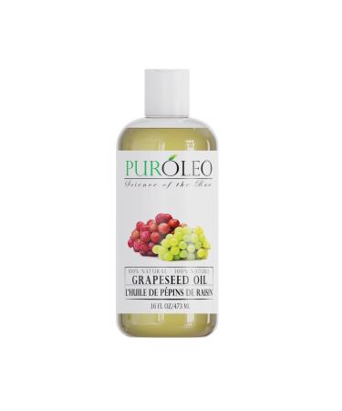 PUROLEO Grapeseed Oil 16 Fl Oz/473 ML (Packed IN CANADA) | Pure Moisturizer Carrier Oil massage oil baby oil hair oil body oil baby oil hair care Oil for hair | Beauty & DIY blend 100% Natural 473 ml (Pack of 1)