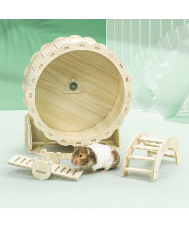 Episkey Hamster Wheel 23cm Wooden Silent Exercise Wheel with Bridge and Seesaw Pet Sport Exercise Toys Hamster Cage Accessories for Dwarf Hamsters Gerbils Rat Small Animal - Buy Online on GoSupps.com