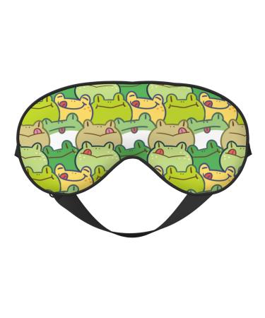 Cartoon Frog Sleep Mask Adjustable Double -Sided Eye Mask Soft Sleeping Eye Covers for Sleeping Perfect Shading Reduce Eye Edema
