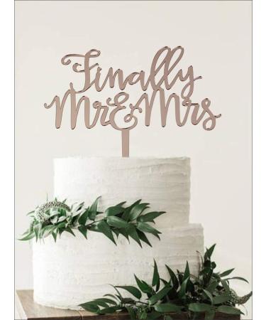 zxyxka Rose Gold Finally Mr & Mrs Cake Topper Wedding Anniversary Engagement Bridal Shower Cake Decoration - Buy Online on GoSupps.com