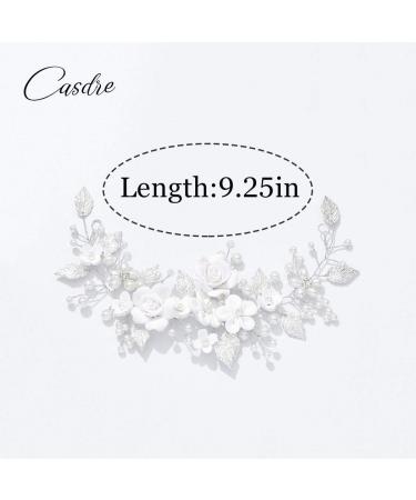 Casdre Flower Bride Wedding Hair Vine Pearl Headpiece - Silver Bridal Hair Accessories for Women and Girls - Buy Online on GoSupps.com