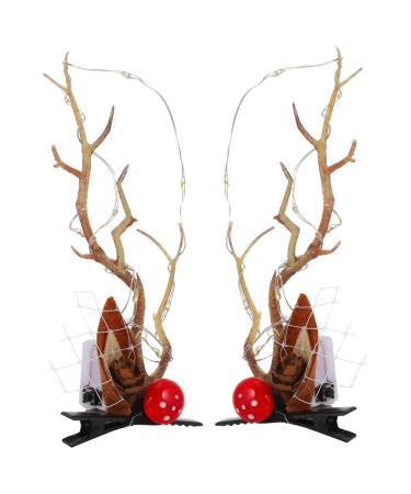minkissy 3 Pairs Luminous Antler Hair Clip Reindeer Horns Hairpin Glowing Antlers Barrette Christmas Hair Accessories Costumes Xmas Deer Antler Hair Barrettes Cute Christmas Hairpins Girl