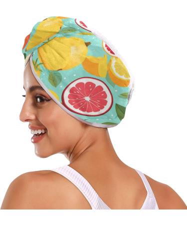 Super Absorbent Lemon Orange Fruit Hair Towels 2 Pack | Quick Dry Hair Turbans for Women & Girls - Buy Online on GoSupps.com