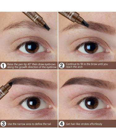 Magic Eyebrow Pencil 3D Waterproof Microblading Eyebrow Pencil Contouring Pen 4 Tipped Precise Brow Pen Fine Stroke Microblading Natural Eyebrow Pencil Natural (Black) - Buy Online on GoSupps.com