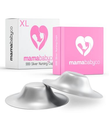 MamaBabyCo 999 Silver Nursing Cups - The Original Nipple Shields for Nursing Newborn - Nipple Covers for Breastfeeding - Protect and Soothe Sore Nipples - Nickel Free (XL)