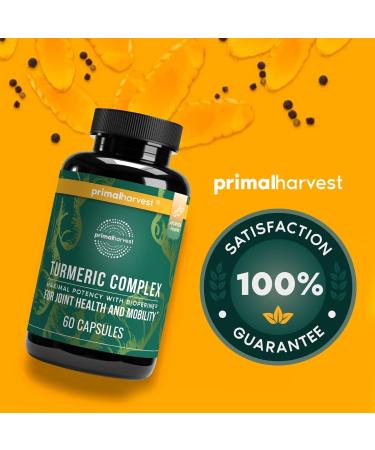 Primal Harvest Turmeric Curcumin with BioPerine | 60 Capsules for Inflammation & Joint Support - Buy Online on GoSupps.com