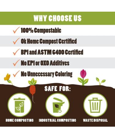 Second Nature Premium Certified 100% Compostable Biodegradable 10L/3 Gallon Kitchen & Home Trash Bags - 100 Pack - Buy Online on GoSupps.com