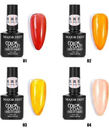 DouborQ Jelly Glass Gel Nail Polish Set 8ML 12 Colors Blue Red Purple Rainbow Neon Yellow Green Orange Summer Crystal Sweet Gel Polish Kit Translucent Soak Off UV Varnish Gel 12Color Jelly Gels Set - Buy Online on GoSupps.com