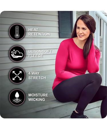 Thermajane Women's Thermal Scoop Neck Long Sleeve Shirt - Navy, Medium - Buy Online on GoSupps.com