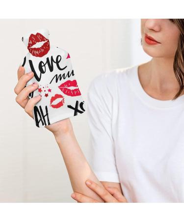 Hot Water Bottle with Lid - Lips Kisses Pattern | Rubber Bag for Pain Relief Cramps & Foot Warmer - Hot & Cold Therapy - Buy Online on GoSupps.com