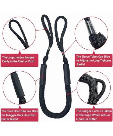 Bling Bling Bungee Dock Line Mooring Rope 3.5 ft Black 2 Pack - Secure Your Boat with Style - Buy Online on GoSupps.com