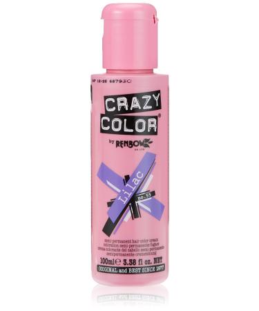 Renbow Crazy Color Semi Permanent Hair Color Cream Lilac No.55 100ml Blueish Lilac 100 ml (Pack of 1)