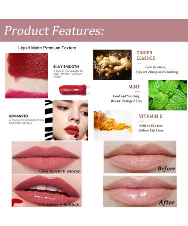 SWETIYOU Lip Plumper Set - Natural Lip Care Serum & 6 Pcs Matte Liquid Lipstick Stain Set - Long Lasting & Waterproof Wine Lip Tint Gloss - Buy Online on GoSupps.com