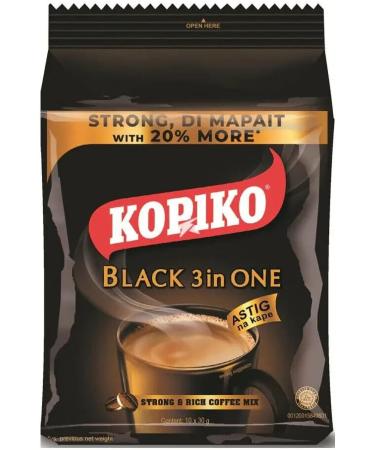 Kopiko Black 3 In One Strong & Rich Instant Coffee Mix 250g (3 Packs with total 30 Sachets) HALAL - Buy Online on GoSupps.com