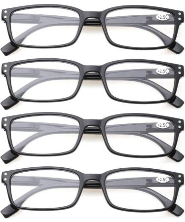 Kerecsen 4 Pack Reading Glasses for Women/Men | Lightweight Spring Hinges Readers 2.0 Diopters | 4 Pack Black Eyeglasses - Buy Online on GoSupps.com