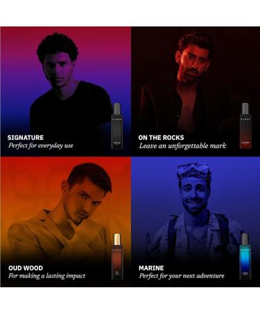 Djokr_Perfume Gift Set for Men Pack of 4x20 ML | Eau De Parfum | Premium Luxury Long Lasting Fragrance Spray | Signature On The Rocks Oud Wood Marine (4x20 ml) - Buy Online on GoSupps.com
