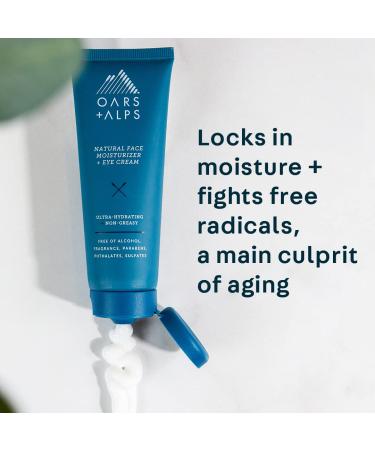 Oars + Alps Natural Face Moisturizer and Eye Cream 2.50 Fl Oz - Anti-Aging Hydration with Shea Butter & Jojoba Oil - Vegan, Gluten-Free - Buy Online on GoSupps.com