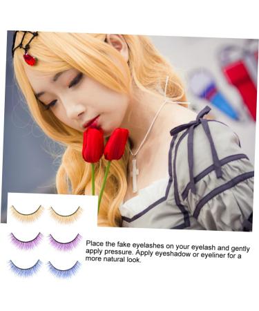 CRILSTYLEO 3 Pairs 3d False Eyelashes Party Eyelashes Fake Eyelashes Cosplay Eyelashes Women Eyelashes Performance Eyelashes Colored Eyelashes Halloween Eyelash - Buy Online on GoSupps.com