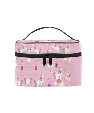 Girls Unicorn Rainbow Pink Makeup Bag Organizer Cosmetic Case Cosmetic Bag Toiletry Bag Large Bag for Girls Women Ladies