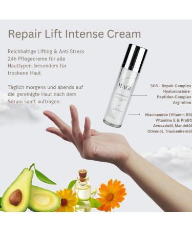  MAGE MAGE Repair Lift Intense Cream Lifting & Anti-Stress Cream for Dry Skin Moisturizing Face Cream Face Cream with Vitamins Vegan Made in Germany - Buy Online on GoSupps.com