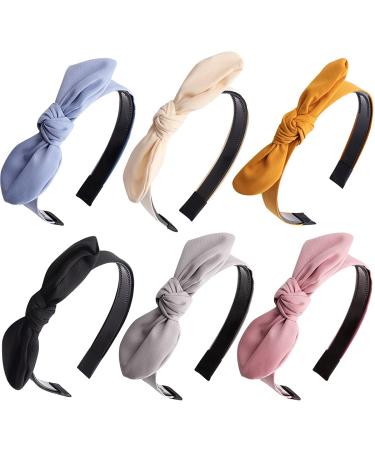 ACO-UINT 6 Pack Headbands for Women Thin Bow Headbands Knotted Headbands Cute Headbands with Bow for Girls Knot Headbands Kids Headbands Girls Headbands 8-12 Hair Accessories for Women