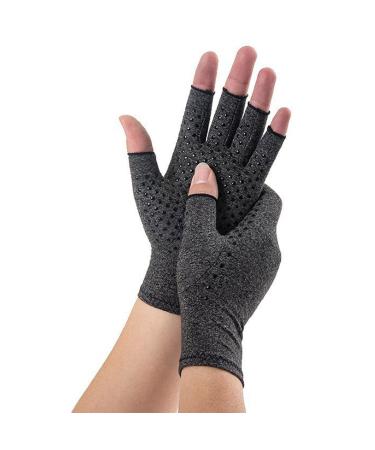 Arthritis Gloves Women Men Fingerless Compression Arthritis Gloves for Rheumatoid Tendonitis Osteoarthritis Typing and Daily Work(Grey L)