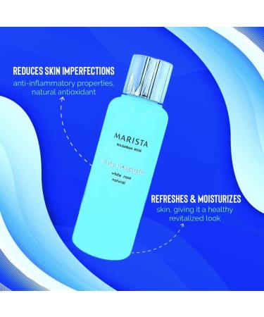 MARISTA White Rose Hydrosol 200 ml by Aroma Essence - Soothing & Deeply Hydrating Spray for Skin and Hair Pure Rose Face Toner Vegan Against Acne Scars & Rashes - Buy Online on GoSupps.com
