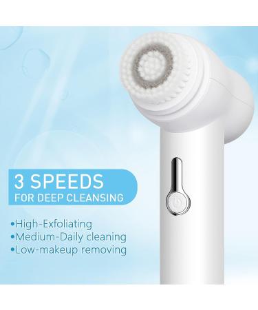 Rechargeable Waterproof Facial Cleansing Brush | 2 Brush Heads | Sonic & Rotation | Exfoliating Blackhead Removal | 3 Vibrating Settings - Buy Online on GoSupps.com