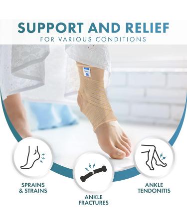 Actesso Ankle Support Sleeve with Strap - Ultimate Support for Weak Ankles, Sprains, and Sports Injuries - Men & Women - Left or Right - Beige (L) - Buy Online on GoSupps.com