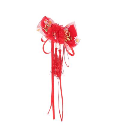 Beavorty chinese hair clip hanfu hair accessories festival hair clips child hairpins Hair clips China Asia hairpin barrettes for teens tassel Large ribbon issue card accessories