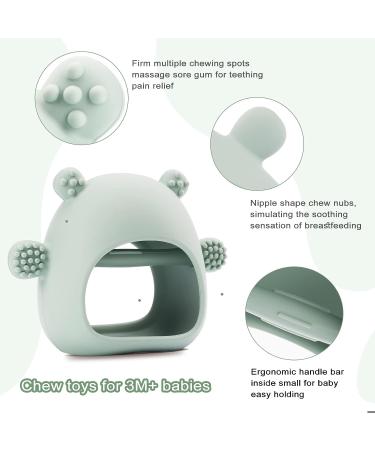 AEOLZ Silicone Baby Teething Mitten Toy for Babies 3+ Months | BPA Free Green Teether for Soothing Sore Gums and Anti-Drop Design - Buy Online on GoSupps.com
