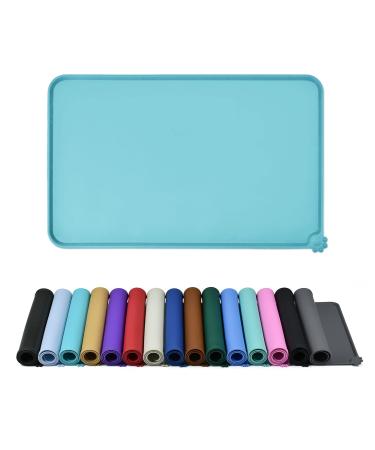 Reopet silicone feed mats for pets - waterproof dog and catmall mats with elevated edges - dog and cat bars - choose sizes 53 x 37 cm (1 -pack) turquoise