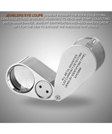 KINGMAS 40x Jeweller Loupe Folding Magnifying Jewelry Eye Magnifier With LED Light Illuminated (LED Currency Detecting/Jewlers Identifying Type Lupe) - Buy Online on GoSupps.com