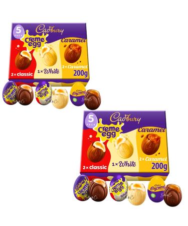 Multipack Mixed Chocolate Easter Eggs of Cr me & Caramel Easter Eggs (5pk Mixed 2x Classic 1x White & 2x Caramel Eggs) | Easter Eggs Chocolate 2024 | Egg Hunt Gift | Easter Gifts | 200g