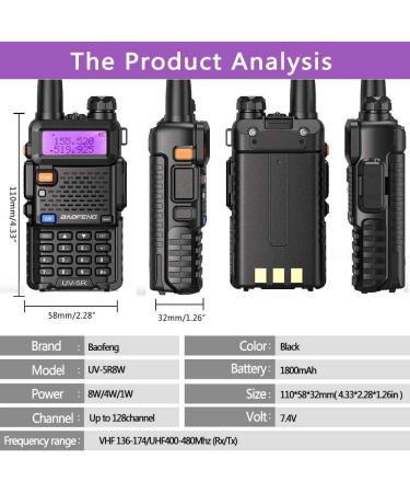 BaoFeng UV-5R 8W High Power Dual Band Two Way Radio Black-1Pack - Buy Online on GoSupps.com